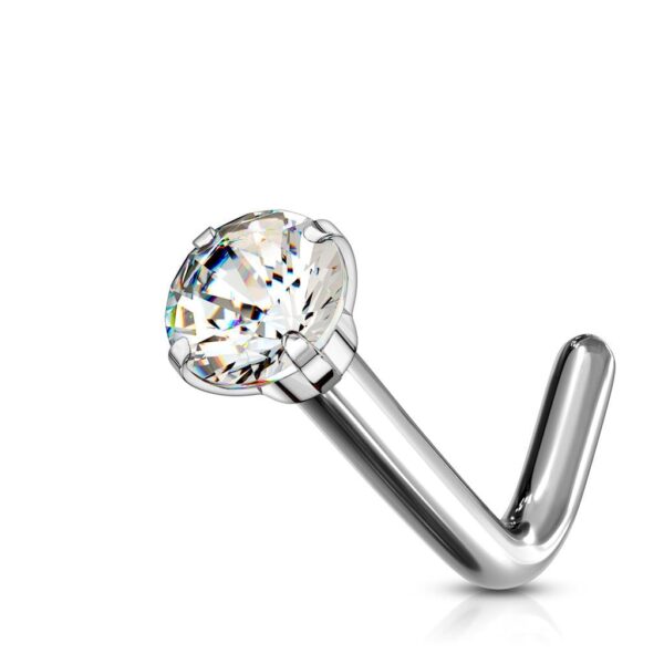 Grade 23 Titanium Prong Set Gem "L" Bend Nose Stud