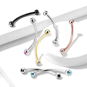 Jewelled Curved Snake Eye Barbell