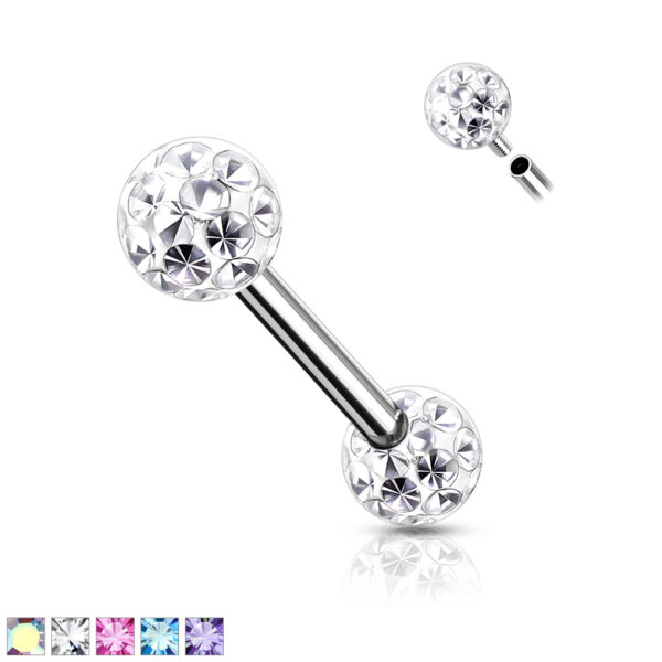 Internally Threaded Crystal Ball Nipple Bar The Body Jewellery Store
