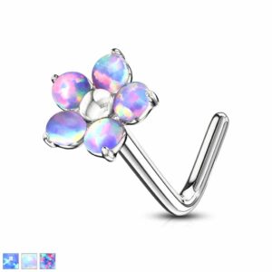 Flower With Opal Petals Nose Stud