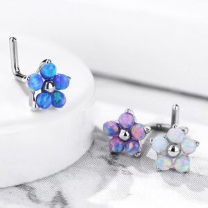Flower With Opal Petals Nose Stud