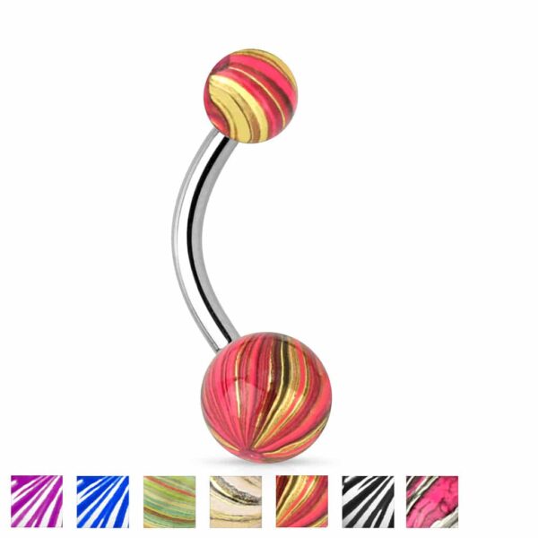 Multi Colour Electro Plated Belly Bar The Body Jewellery Store