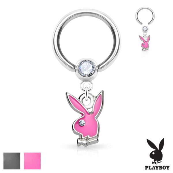 Enamel Playboy Dangle Crystal Captive Ring