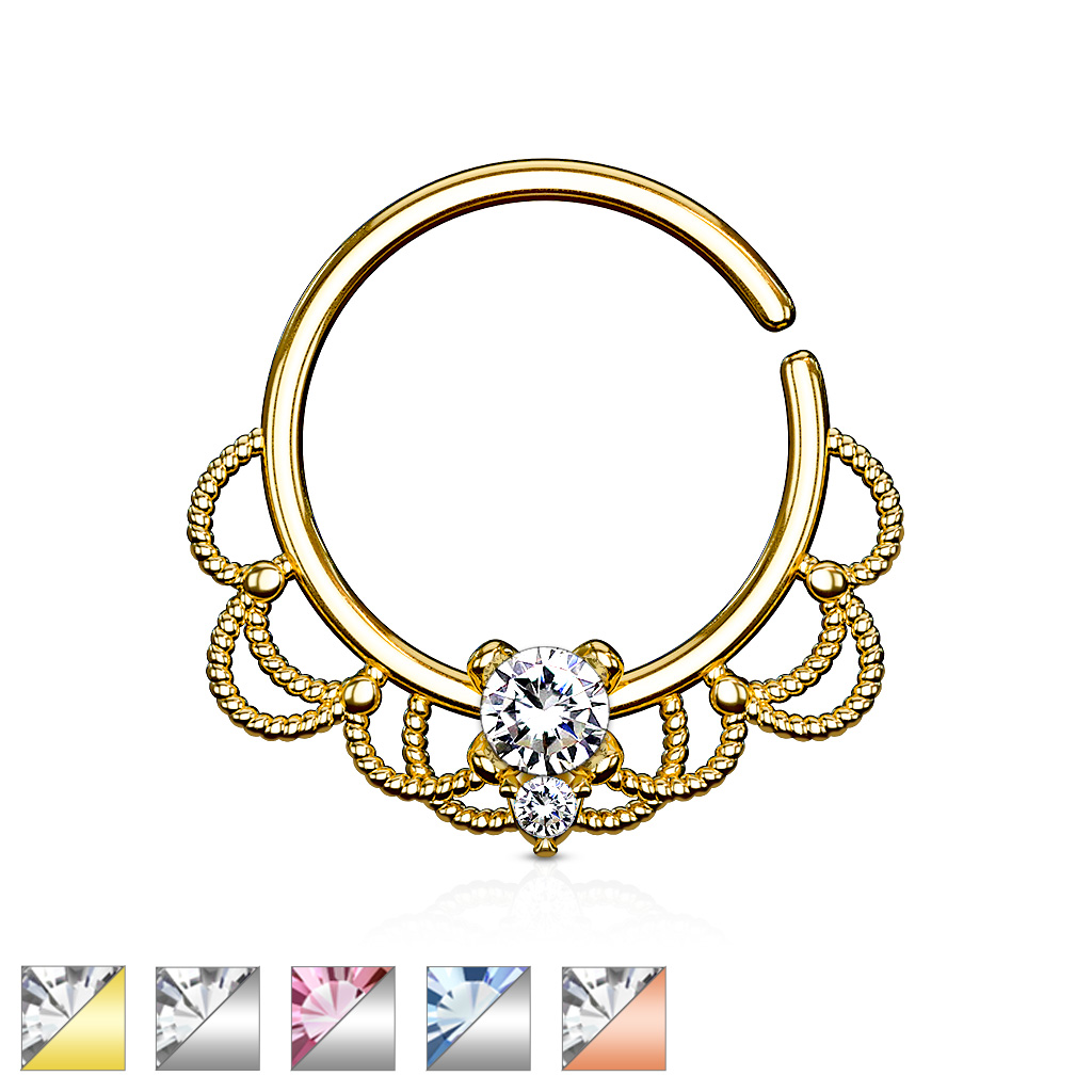 CZ Filigree Septum Daith Cartilage Hoop