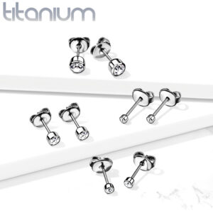Implant Grade Titanium CZ Stud Earrings
