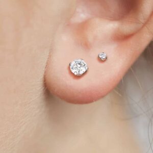 Prong Set CZ Implant Grade Titanium Stud Earrings