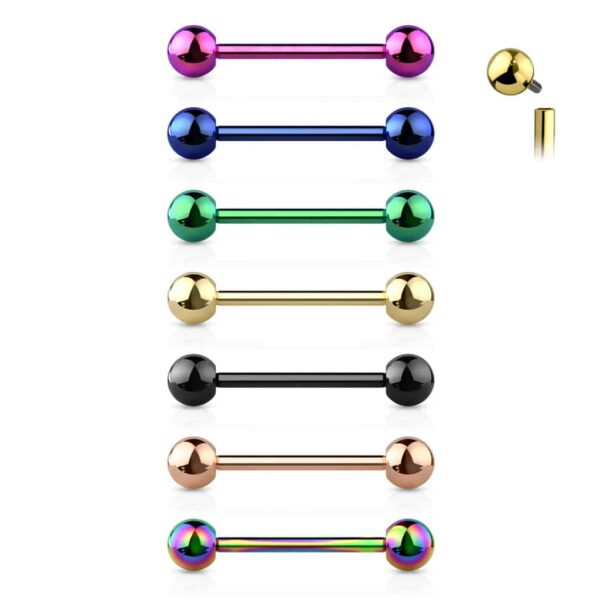 Internally Threaded PVD Implant Grade Titanium Barbell - Image 2