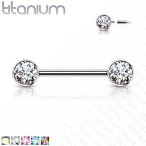 Internally Threaded Titanium CZ Nipple Bar