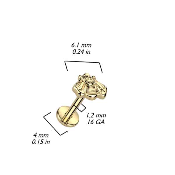 Implant Grade Titanium Internally Threaded Bee Top Labret - Image 2