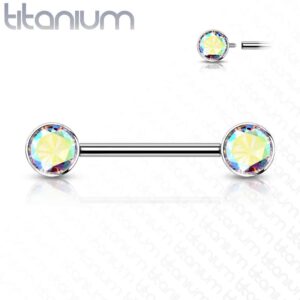 Internally Threaded Titanium CZ Nipple Bar