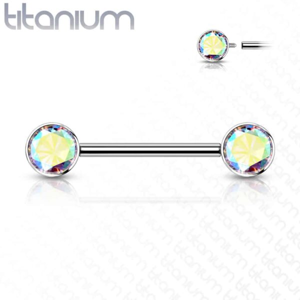 Internally Threaded Titanium CZ Nipple Bar