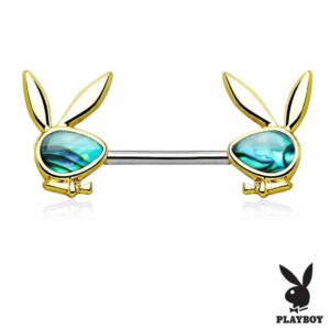 Playboy Nipple Piercing Surgical Steel Barbell – Sand Blast / Abalone