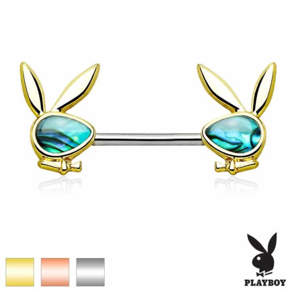 Playboy Nipple Piercing Surgical Steel Barbell - Sand Blast / Abalone