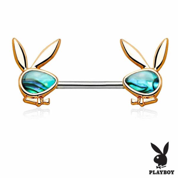 Playboy Nipple Piercing Surgical Steel Barbell - Sand Blast / Abalone - Image 3
