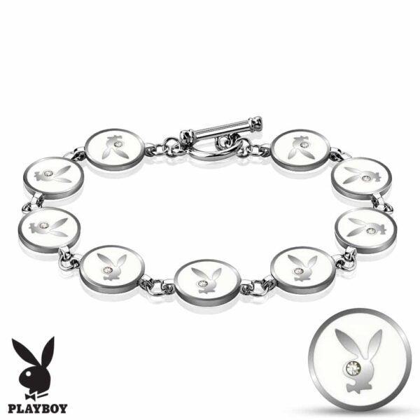 Playboy Bunny Gemmed Eye Round Logo Bracelet The Body Jewellery Store
