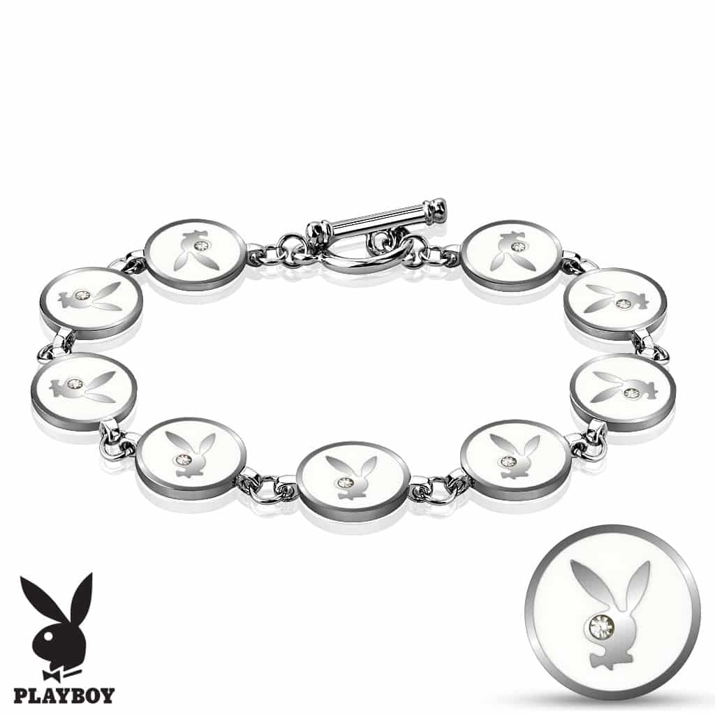 Playboy Bunny Gemmed Eye Round Logo Bracelet The Body Jewellery Store