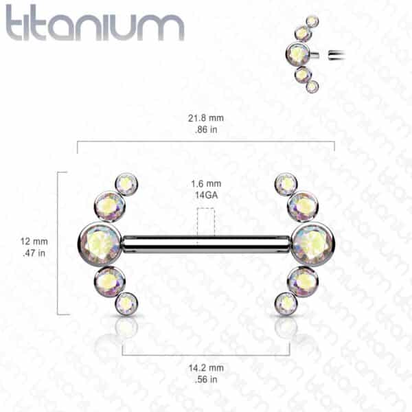Internally Threaded Titanium Nipple Bar With CZ Curve Ends - Image 2