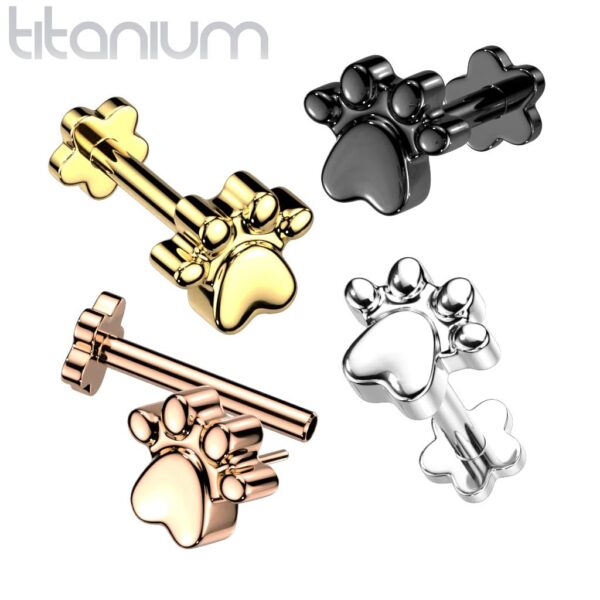 Titanium Threadless Flower Back Cartilage Monroe Stud With Paw Top