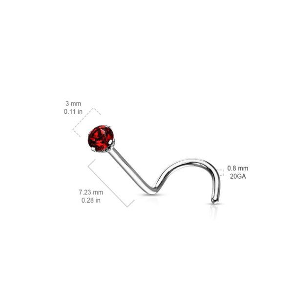 Titanium Nose Screw with 2mm Prong Set CZ - Image 3