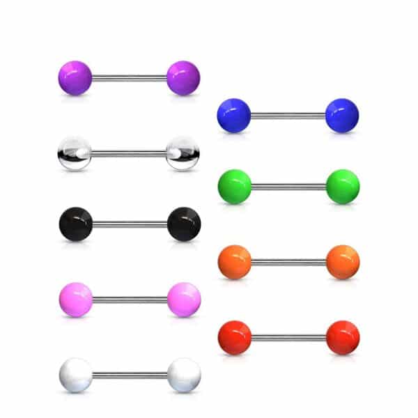 Externally Threaded Titanium Barbell With Acrylic Balls