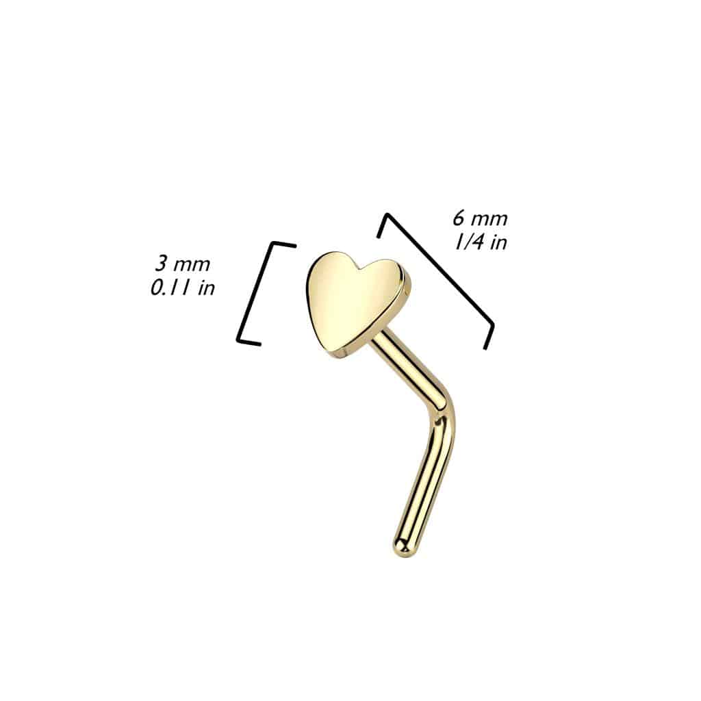 Implant Grade Titanium Flat Heart Top L Bend Nose Ring