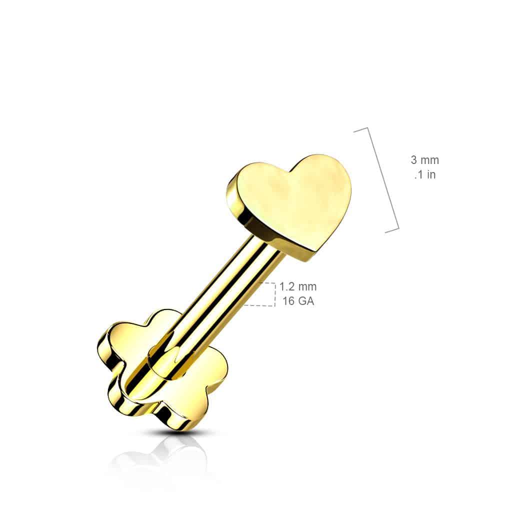 Titanium Threadless Push in Flower Base Labret With Heart Top - Image 3
