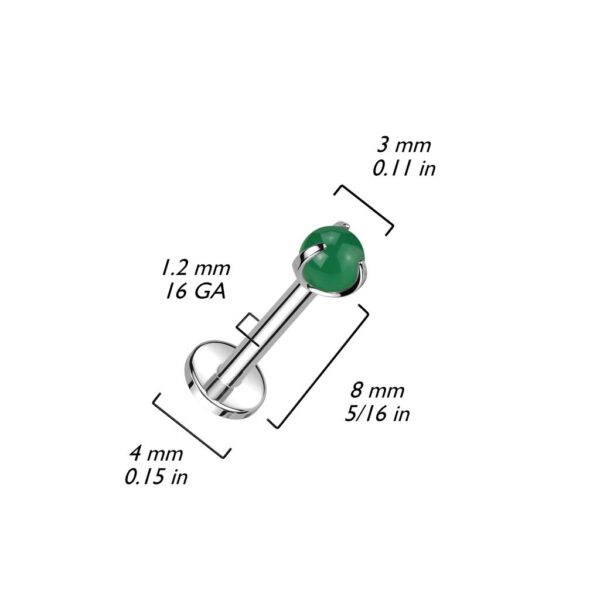Titanium Internally Threaded Labret With Claw Set Natural Stone Top - Image 2