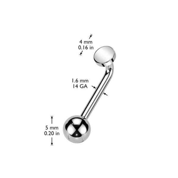 Titanium Internally Threaded L Bent Christina Piercing With Ball Top - Image 2